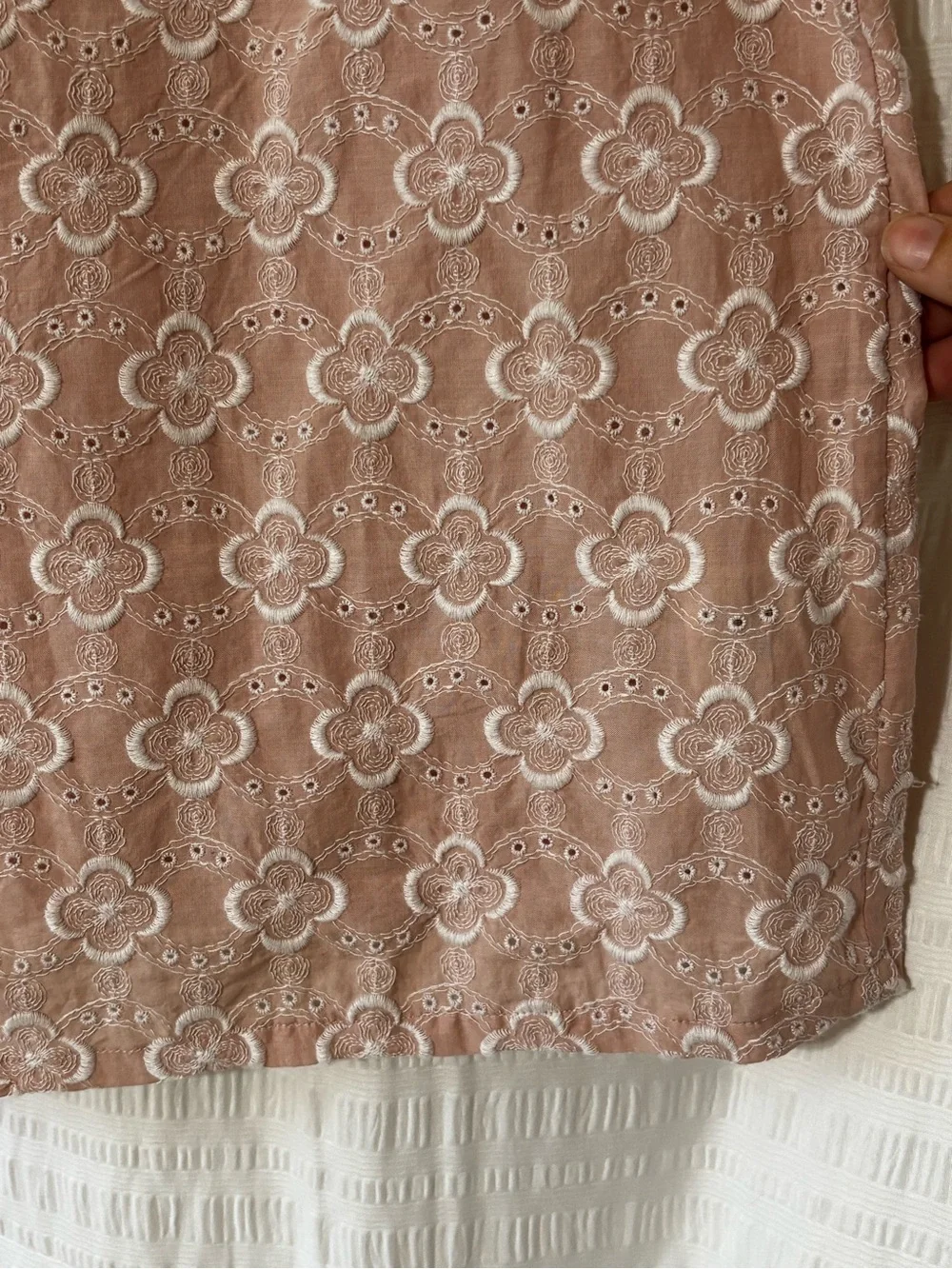 Boden Broderie Pink Puff Sleeve 100% Cotton Floral Eyelet Top Sz 16/18